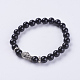 Bracelets extensibles avec perles en agate noire naturelle(BJEW-E325-D16)-1