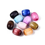 Opaque Acrylic Imitation Cat Eye European Beads, Large Hole Beads, Barrel, Mixed Color, 15.5~16x13mm, Hole: 6mm(OACR-N161-02)