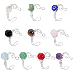 Natural & Synthetic Gemstone and Lampwork Finger Rings, Silver, Inner Diameter: 18mm(RJEW-UN00047)