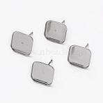 Non-Tarnish 304 Stainless Steel Stud Earring Findings, with Square Setting for Cabochon, Stainless Steel Color, 10.5x10.5mm, Pin: 0.8mm, Tray: 10x10mm(STAS-L253-009A-P)