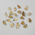 Raw Rough Natural Citrine Pendants, Nuggets Charms with Stainless Steel Findings, Stainless Steel Color, 20~35x13~17x7.5~14mm, Hole: 5x3.5mm(G-WH0018-060)