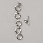 Brass Toggle Clasps, Platinum, 63x9x2.5mm, Hole: 3mm(KK-WH0110-07P)