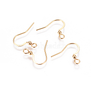 304 Stainless Steel French Earring Hooks, Flat Earring Hooks, with Horizontal Loop, Golden, 16x18~20x2.5mm, Hole: 2mm, 22 Gauge, Pin: 0.6mm(STAS-F227-25-G)