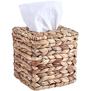 Raffia Woven Tissue Box, Storage Baskets, Square, BurlyWood, 145x145x150mm(AJEW-WH20011-02)