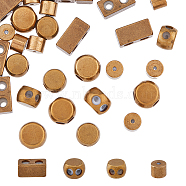 40Pcs 4 Style Brass Beads, with Silicone Inside, Slider Beads, Stopper Beads, Column & Cuboid & Flat Round, Antique Golden, 5~10x5~8x4~5mm, 10pcs/style(FIND-HY0001-72)