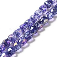 Electroplate Transparent Glass Beads Strand, AB Color Plated, Faceted, Bell, Slate Blue, 8x8mm, Hole: 1.2mm, about 60pcs/strand, 18.11 inch(46cm)(GLAA-G088-01C)