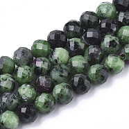 Natural Ruby in Zoisite Beads Strands, Faceted, Round, 5.5~6x6mm, Hole: 1mm, about 32pcs/strand, 7.48 inch(X-G-S345-6mm-003)