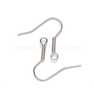 304 Stainless Steel Earring Hooks, Ear Wire, with Horizontal Loop, Stainless Steel Color, 19~21x21mm, Hole: 2mm, 21 Gauge, Pin: 0.7mm(STAS-S111-008)