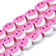 Handmade Polymer Clay Beads Strands, Bird, Hot Pink, 10x10.5~11.5x5mm, Hole: 1.6mm, about 40pcs/strand, 15.55 inch~15.75 inch(39.5cm~40cm)(CLAY-T020-06)