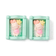 Opaque Resin Cabochons, Bed with Baby, Aquamarine, 25x20.5x12mm(RESI-Z001-13C)