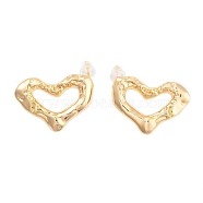 2Pcs Brass Stud Errings, Nickle Free, Heart(Left and Right), Real 18K Gold Plated, 16x23mm(EJEW-B058-03G)