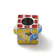 304 Stainless Steel Enamel European Beads, Large Hole Beads, Tweakcube, Stainless Steel Color, 8.5x11.5x11.5mm, Hole: 5mm(STAS-G308-21P)