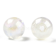 ABS Plastic Imitation Pearl Beads, AB Color Plated, Round, Creamy White, 8mm, Hole: 1.8mm(PACR-N013-01A-03)