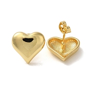 Heart Rack Plating Brass Stud Earrings, Lead Free & Cadmium Free, Long-Lasting Plated, Real 18K Gold Plated, 14x15mm(EJEW-L224-69G)