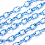 Handmade Nylon Cable Chains Loop, Oval, Cornflower Blue, 8~9x11~13x2mm, about 85cm/strand, 33.5 inch(EC-A001-23)