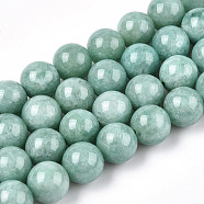 Natural Myanmar Jade/Burmese Jade Beads Strands, Dyed, Round, 10mm, Hole: 1mm, about 40pcs/strand, 15.1 inch(X-G-T064-22-10mm)