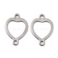 201 Stainless Steel Links Connectors, Heart, Stainless Steel Color, 19x13.5x0.9mm, Hole: 1.6mm(STAS-K217-41B)