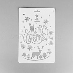 Creative Christmas Plastic Drawing Stencil, Hollow Hand Accounts Ruler Templat, For DIY Scrapbooking, White, 25.9x17.2cm(DIY-L007-01)