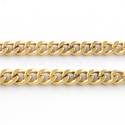 Unwelded Iron Cuban Link Chains, Chunky Curb Chains, with Spool, Golden, 9.5x8.6x2mm, about 82.02 Feet(25m)/roll(CH-R069-G)