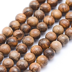 Natural African Padauk Wood Beads Strands, Undyed, Round, 6mm, Hole: 1mm, about 64pcs/strand, 15.7 inch(40cm)(WOOD-P011-02-6mm)