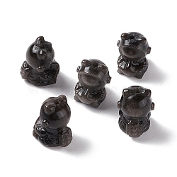 Natural Silver Obsidian Beads, Spaceman, 16.5x12x13.5~14mm, Hole: 1.5mm(G-G859-04)