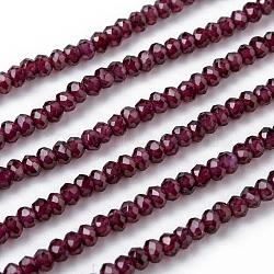 Natural Garnet Beads Strands, Faceted, Rondelle, 3~3.5x2.5~3mm, Hole: 0.5~0.6mm, about 129~173pcs/strand, 15.5 inch(39.5cm)(G-F460-07)