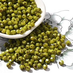 Baking Paint Glass Seed Beads, Bicone, Yellow Green, 4.5x4mm, Hole: 1.1mm, about 6428pcs/pound(SEED-A032-02A-10)