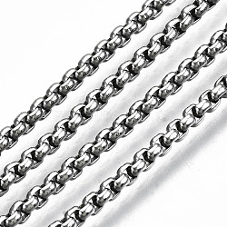 304 Stainless Steel Venetian Chains, Box Chains, Unwelded, Stainless Steel Color, 2x2x1mm(X-CHS-S009-001)
