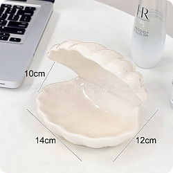 Shell Shape Ceramics Jewelry Plates, Storage Tray for Rings, Necklaces, Earring, White, 120x140x100mm(PW-WGF2745-02)