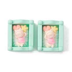 Opaque Resin Cabochons, Bed with Baby, Aquamarine, 25x20.5x12mm(RESI-Z001-13C)