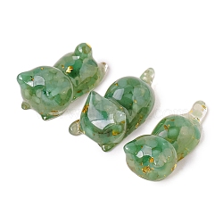 Resin Cat Display Decoration, with Natural Green Aventurine Chips inside Statues for Home Office Decorations, 60x30mm, 3pcs/set(PW-WGD6B6E-01)