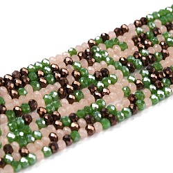 Glass Beads Strands, Faceted, Rondelle, Green, 3x2.5mm, Hole: 0.7mm, about 176pcs/strand, 16.54''(42cm)(GLAA-F106-C-18)