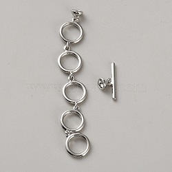Brass Toggle Clasps, Platinum, 63x9x2.5mm, Hole: 3mm(KK-WH0110-07P)