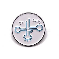 Alloy Enamel Brooches, Enamel Pin, with Rubber Clutches, with Word Be Lucky, Light Sky Blue, 26.5x11mm(PALLOY-TAC0020-14)