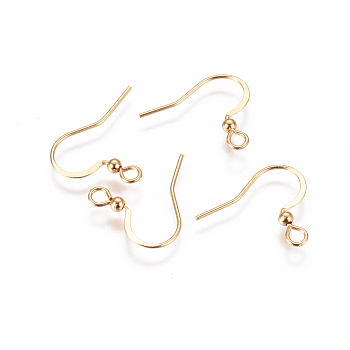 304 Stainless Steel French Earring Hooks, Flat Earring Hooks, with Horizontal Loop, Golden, 16x18~20x2.5mm, Hole: 2mm, 22 Gauge, Pin: 0.6mm