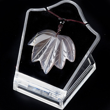 Natural Quartz Crystal Pendants Necklaces, Leaf, 14.96 inch(38cm)