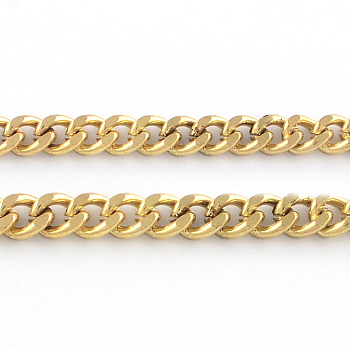 Unwelded Iron Cuban Link Chains, Chunky Curb Chains, with Spool, Golden, 9.5x8.6x2mm, about 82.02 Feet(25m)/roll