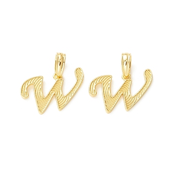 Rack Plating Eco-Friendly Brass Letter Pendants, Real 18K Gold Long-Lasting Plated, Cadmium Free & Lead Free, Letter.W, 13.5x21x1.4mm, Hole: 6.5x3.3mm