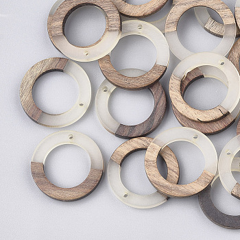 Resin & Wood Pendants, Ring, WhiteSmoke, 28x3mm, Hole: 1.5mm