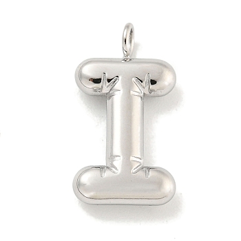304 Stainless Steel Pendants, Letter Charm, Stainless Steel Color, Letter I, 17x9x3mm, Hole: 2mm