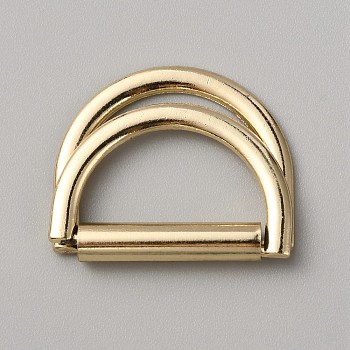 Aloy Double D Rings, Buckle Clasps, for Webbing, Strapping Bags, Garment Accessories, Light Gold, 28x32x5mm