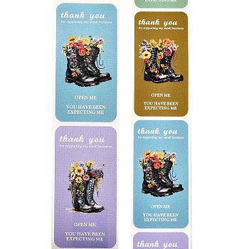 Thanksgiving Day Theme Paper Sticker with Word Thank You, Rectangle, Paper Gift Tag Stickers, Adhesive Labels Stickers, Rectangle, Stickers: 60x30x0.1mm, about 150pcs/roll