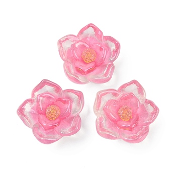 Flower Series Resin Cabochons, Camellia, Pearl Pink, 27x8mm