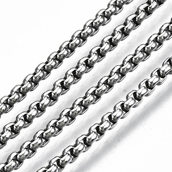 3.28 Feet 304 Stainless Steel Venetian Chains, Box Chains, Unwelded, Stainless Steel Color, 2x2x1mm