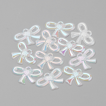 Acrylic Pendants, AB Color Plated, Bowknot, White, 18x26x2mm