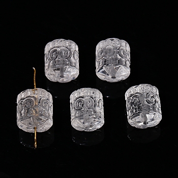 Natural Quartz Crystal Carved Beads, Column, 14x13mm