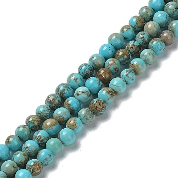 Natural Howlite Beads Strands, Dyed, Round, 4~4.5mm, Hole: 0.9mm, about 97pcs/strand, 15.31~15.35''(38.9~39cm)