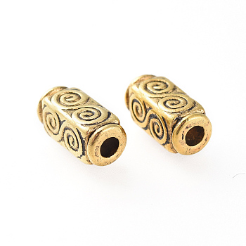 Tibetan Style Alloy Beads, Antique Golden Color, Lead Free & Nickel Free & Cadmium Free, Cuboid, Size: about 10.5mm long, 5mm wide, 5mm thick, hole: 2.5mm