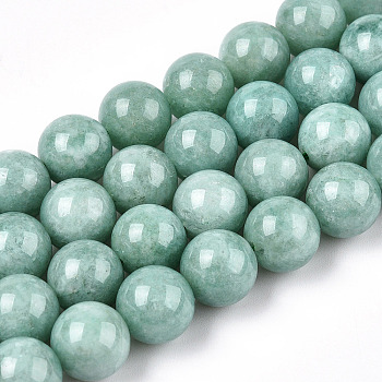 Natural Myanmar Jade/Burmese Jade Beads Strands, Dyed, Round, 10mm, Hole: 1mm, about 40pcs/strand, 15.1 inch
