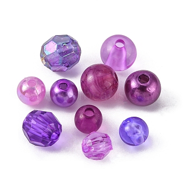 375Pcs 10 Style Round Transparent & Imitation Pearl Acrylic Beads(OACR-FS0001-16)-3